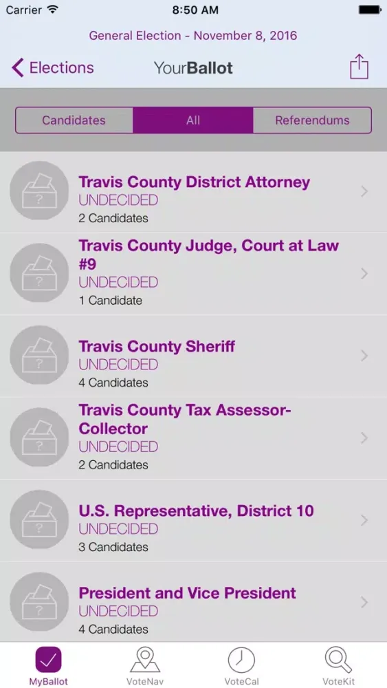 The Voting App - Represent! TX Screenshots
