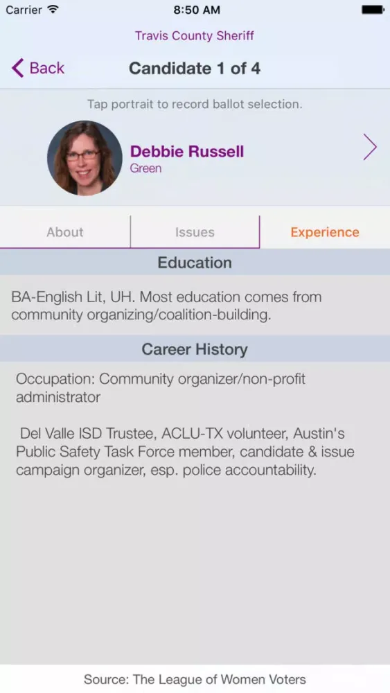 The Voting App - Represent! TX Screenshots