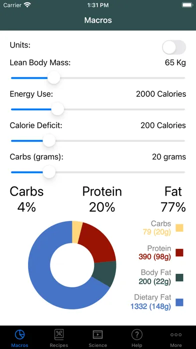 Zrzuty ekranu Simple Keto Macros