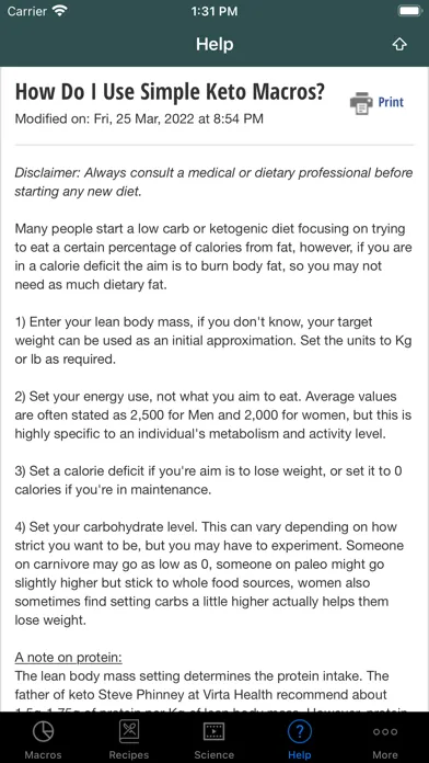 Zrzuty ekranu Simple Keto Macros