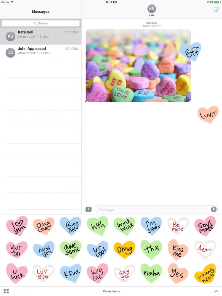 Candy Hearts sticker - sweet stickers for iMessage iPad  স্ক্রিনশট