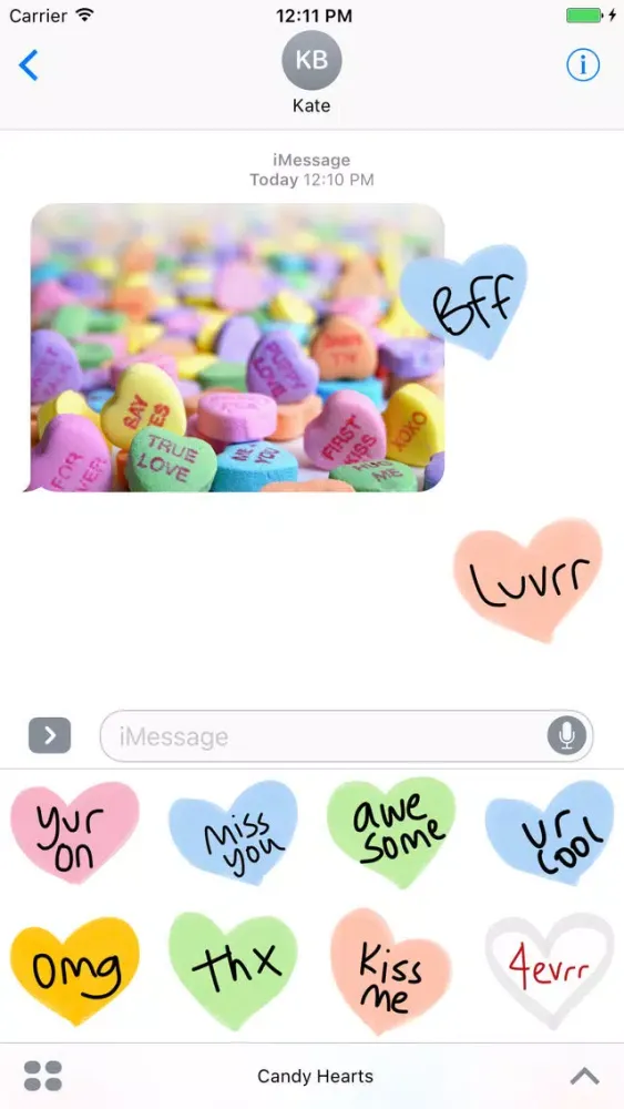 Candy Hearts sticker - sweet stickers for iMessage স্ক্রিনশট