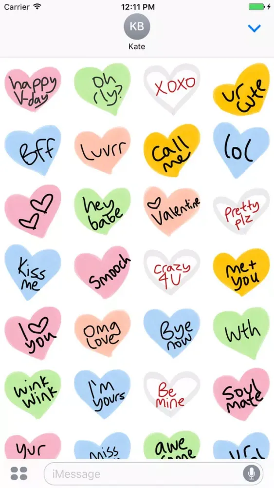Candy Hearts sticker - sweet stickers for iMessage স্ক্রিনশট