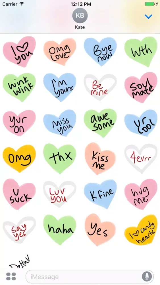 Candy Hearts sticker - sweet stickers for iMessage স্ক্রিনশট