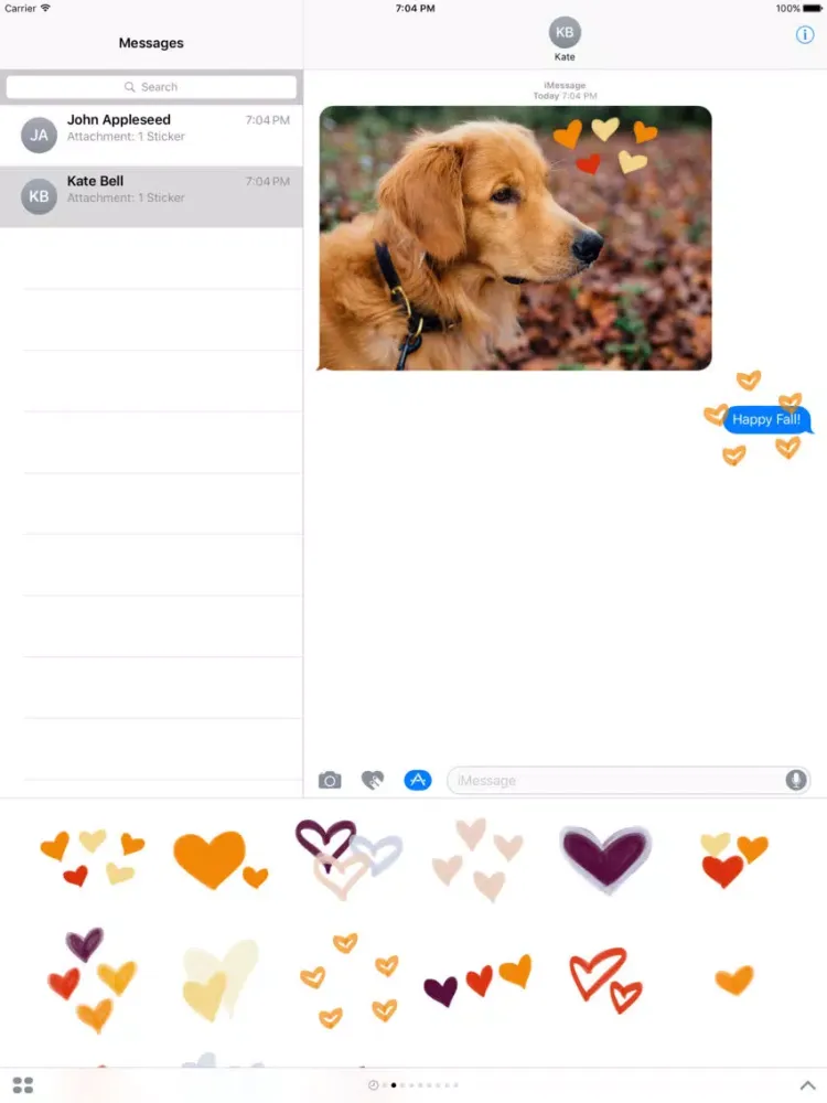 Fall Heart sticker, love you stickers for iMessage iPad 应用截图