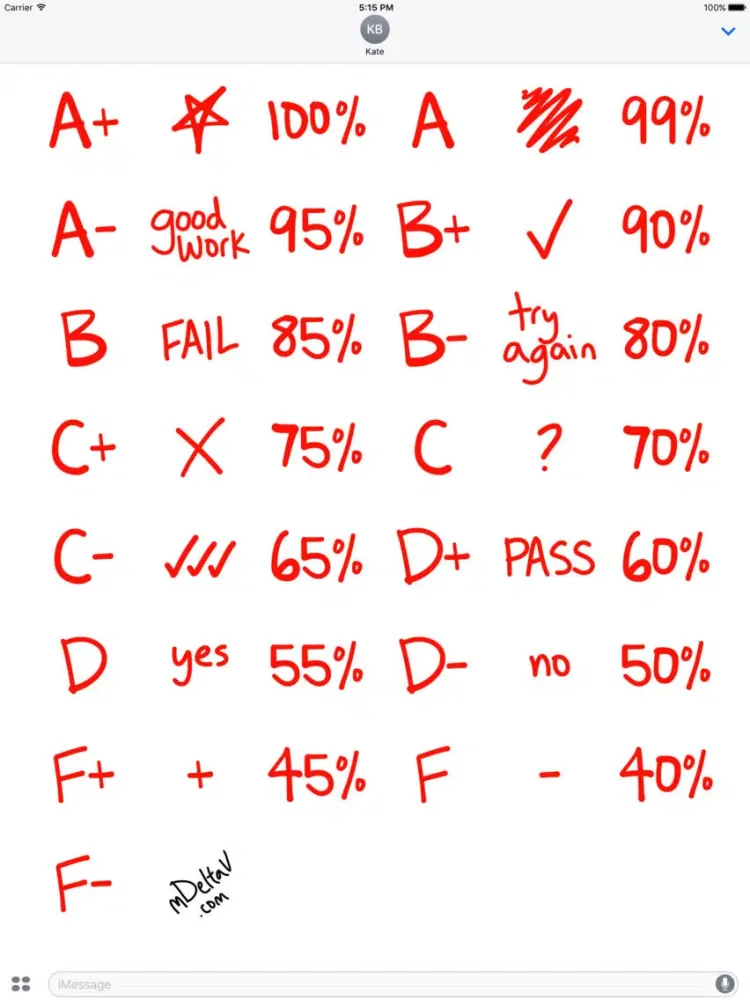 Grade sticker red pen school stickers for iMessage iPad  Screenshots