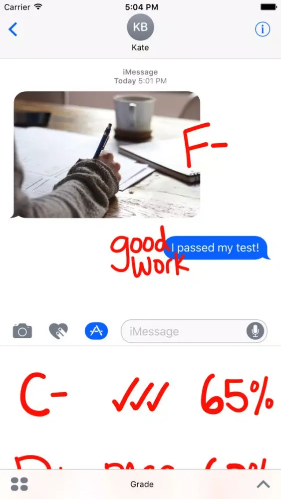 Grade sticker red pen school stickers for iMessage Screenshots