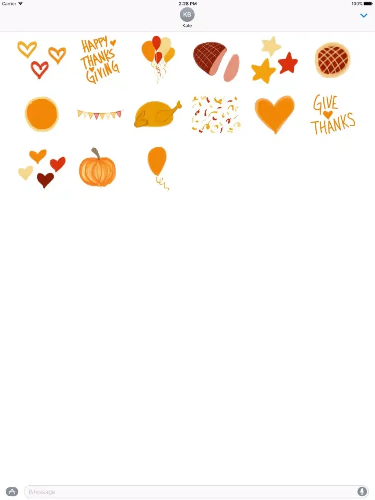 Thanksgiving sticker pack - stickers for iMessage iPad 应用截图