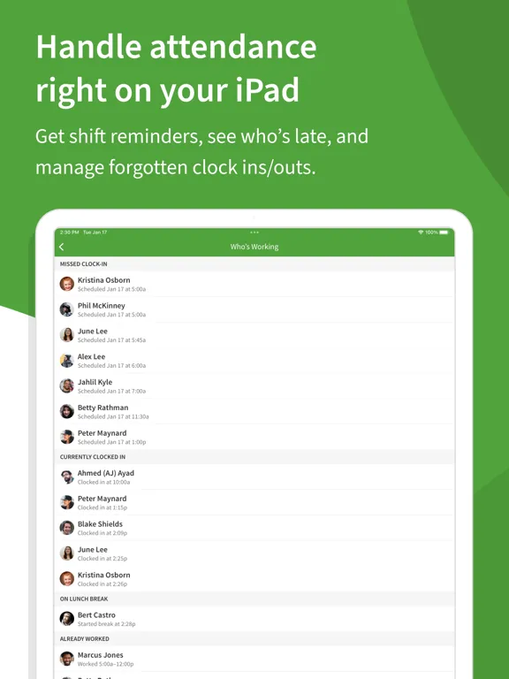Tangkapan layar When I Work Staff Scheduling iPad 