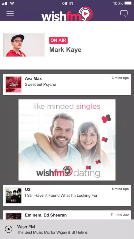Capturas de tela do Wish FM