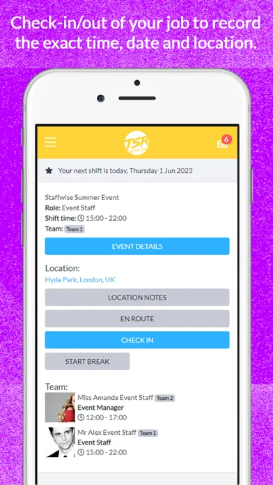 Screenshot di TSR Staff App
