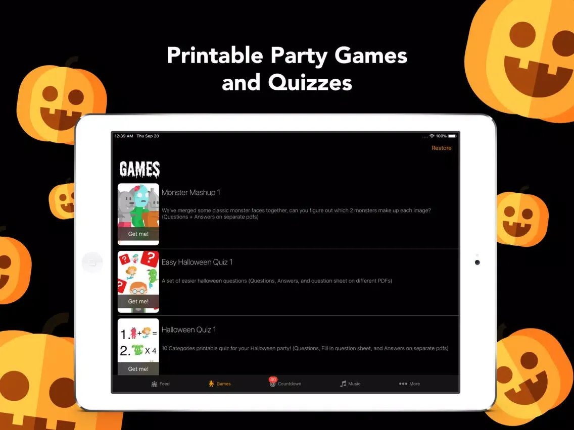 Capturas de tela do Halloween Party: Music, Games iPad 