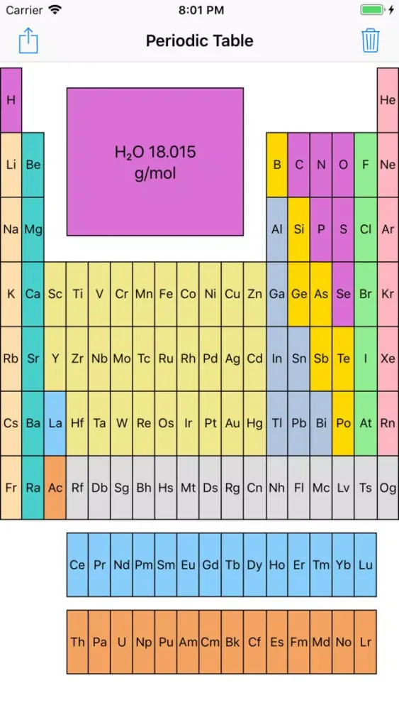 Скриншоты Periodic Table with Molar Mass