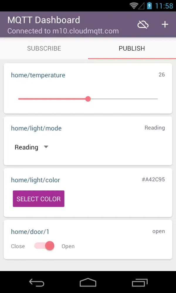 MQTT Dashboard Screenshots
