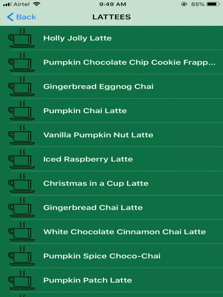 Ảnh chụp màn hình của Recipes for Starbucks iPad 