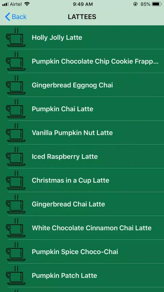 Ảnh chụp màn hình của Recipes for Starbucks