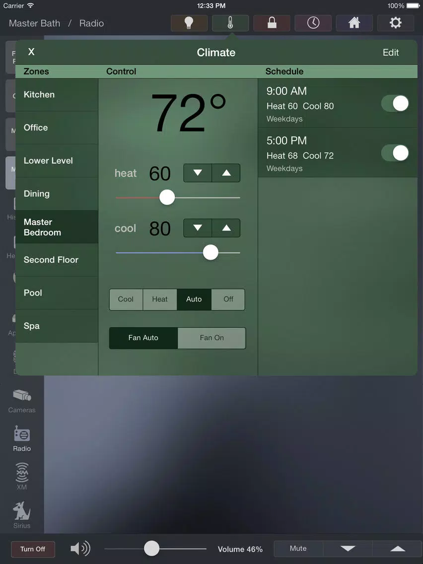 Captures d'écran de Thomas David Home Control iPad 