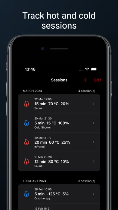 ThermoWellness - Sauna Tracker Ekran Görüntüleri