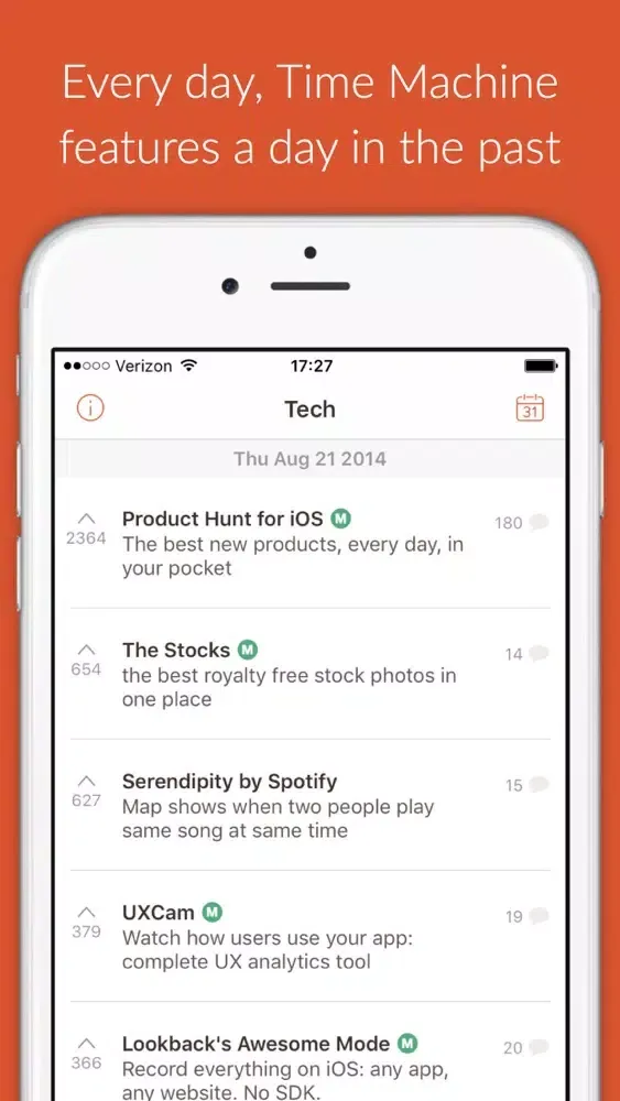Time Machine - re-discover the best new products from Product Hunt Screenshots