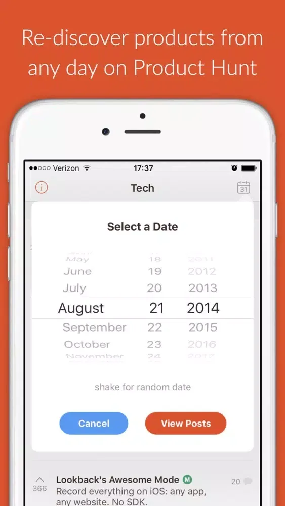 Time Machine - re-discover the best new products from Product Hunt Screenshots