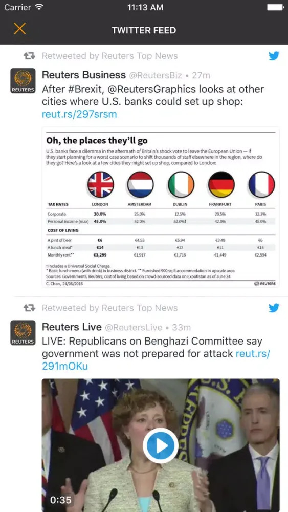 Screenshot di Reuters Liaison