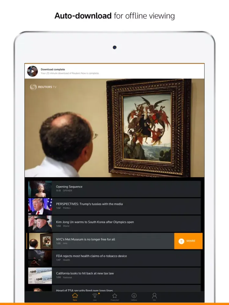 Reuters TV: Video News iPad  스크린샷