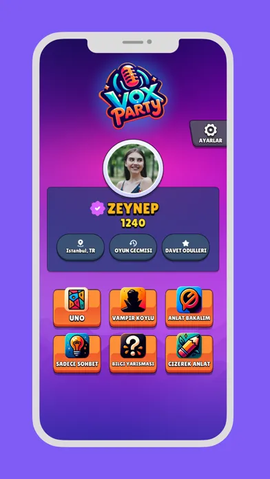 Ảnh chụp màn hình của VoxParty: Sesli Tabu & Tavla