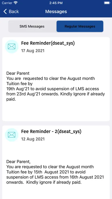 DSE Parent Screenshots