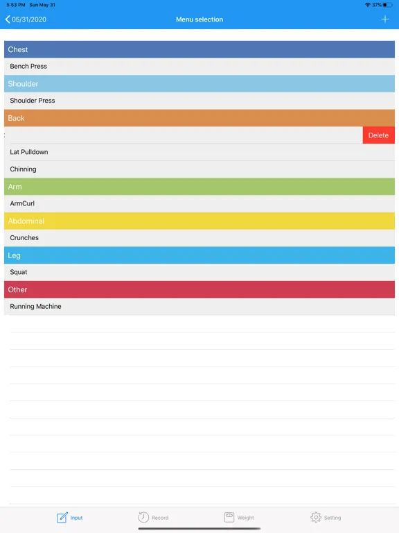Simple Fitness Note iPad  স্ক্রিনশট