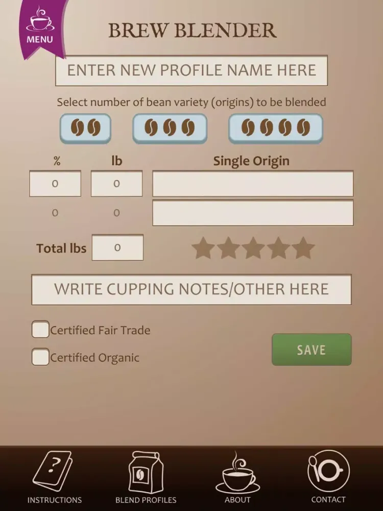 Coffee Blend Calculator iPad  스크린샷