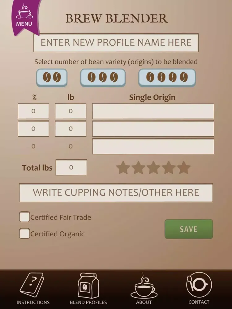 Coffee Blend Calculator iPad  스크린샷