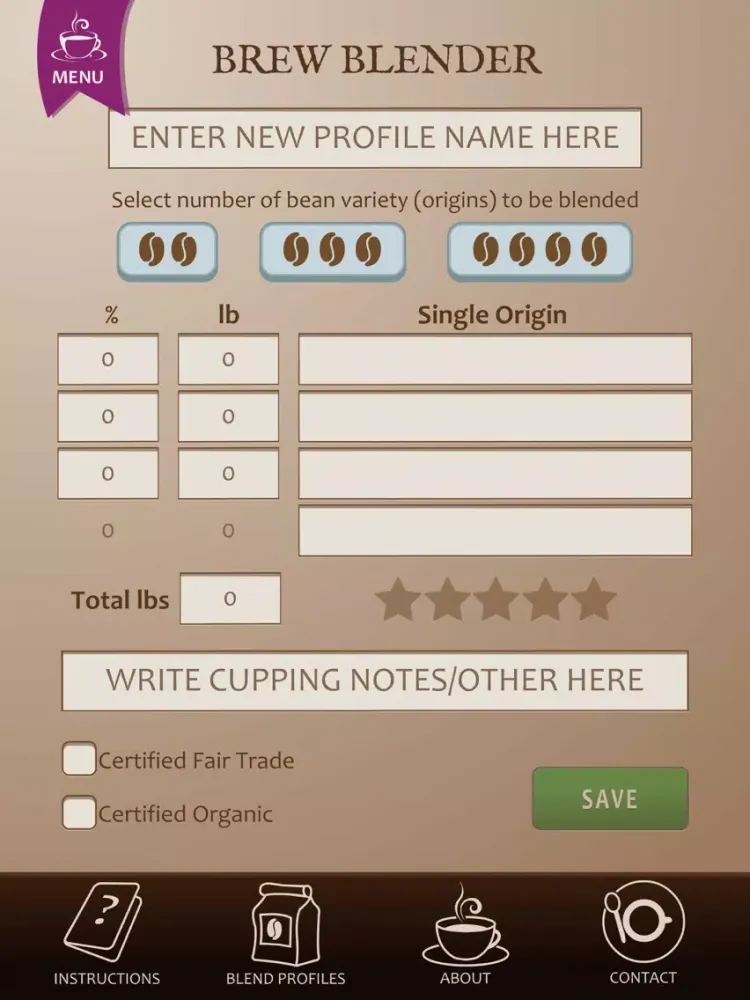 Coffee Blend Calculator iPad  스크린샷