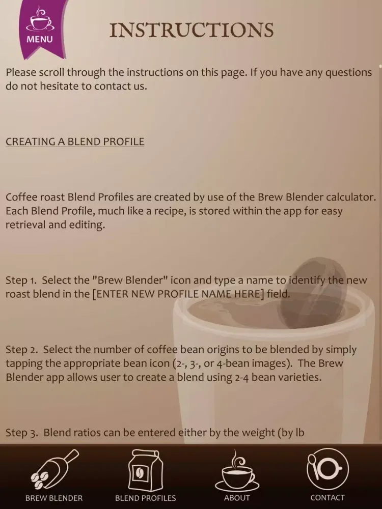 Coffee Blend Calculator iPad  스크린샷
