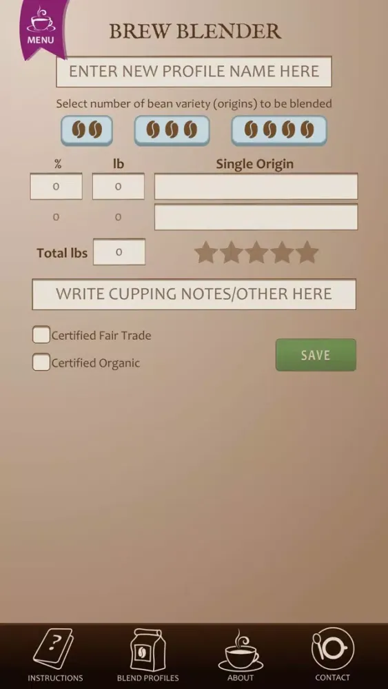 Coffee Blend Calculator 스크린샷