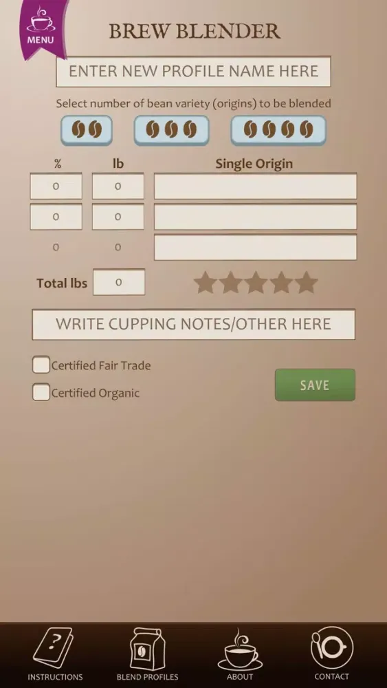 Coffee Blend Calculator 스크린샷