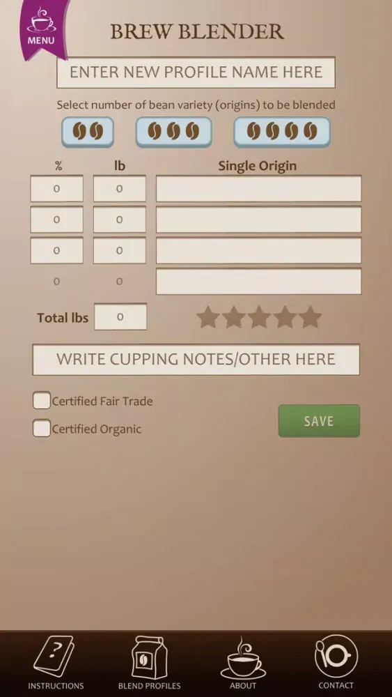 Coffee Blend Calculator 스크린샷