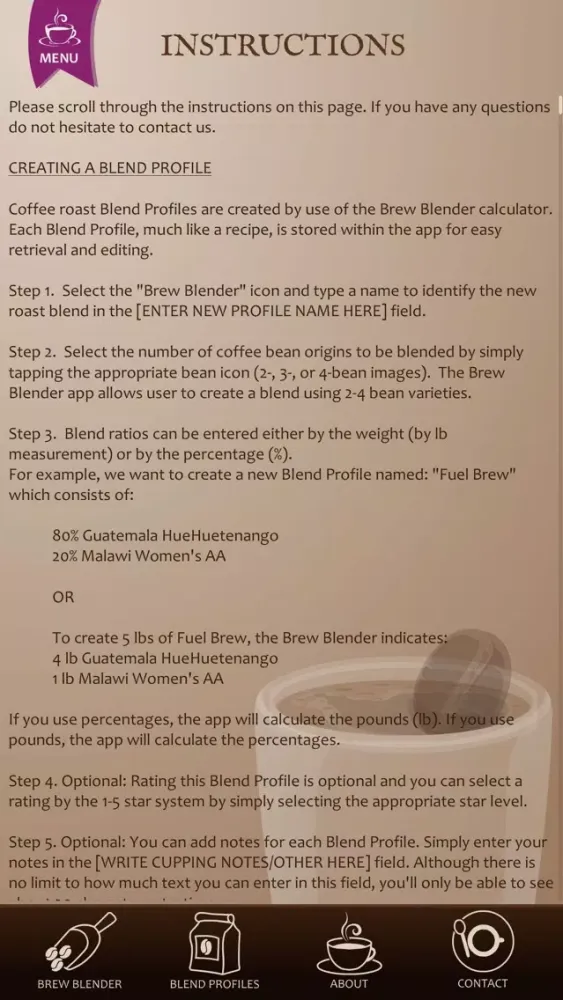 Coffee Blend Calculator 스크린샷