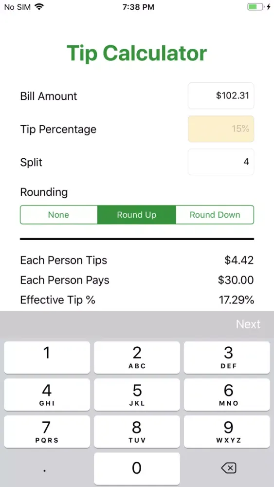 Tip Calculator Simple & Handy スクリーンショット