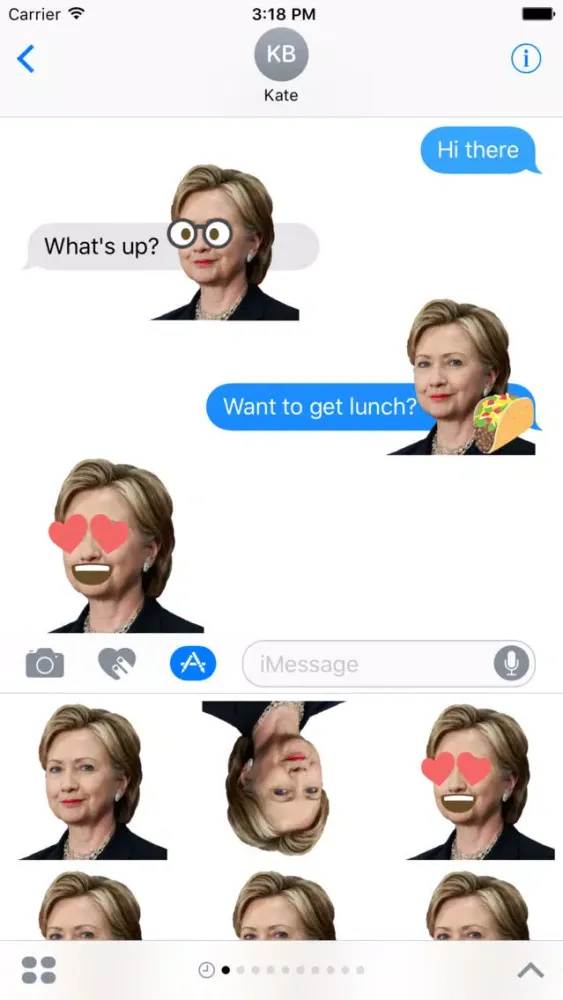 Screenshot di Hillary Clinton Emoji Sticker Pack