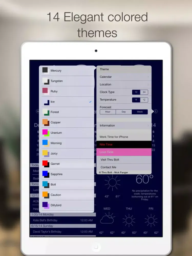 Work Time HD - Elegant desk top clock for iPad with calendar and weather iPad Screenshots