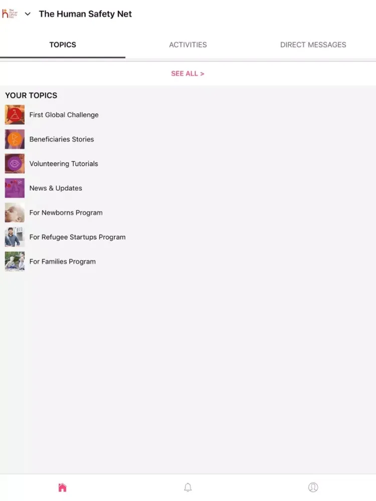 Tangkapan layar The Human Safety Net iPad 