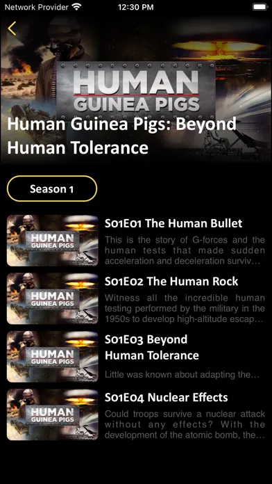 Capturas de tela do Documentary Movie Channel