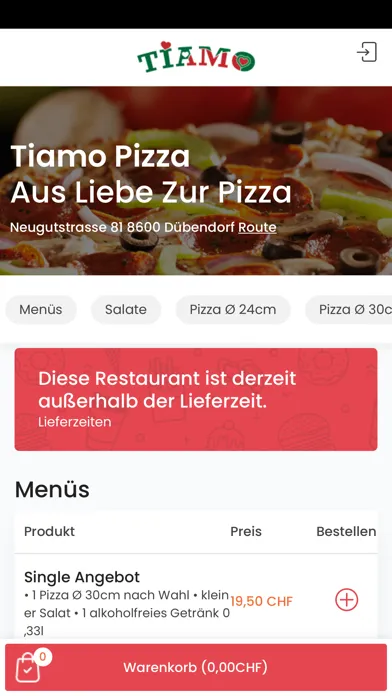 Zrzuty ekranu TIAMO PIZZA