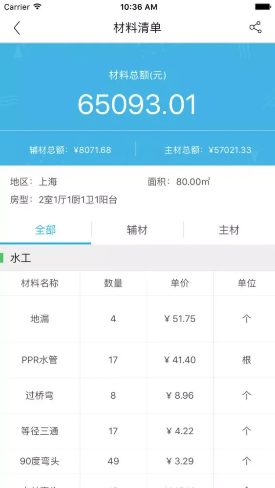 迷你家装造价 - 快速生成家装预算、材料 Screenshots