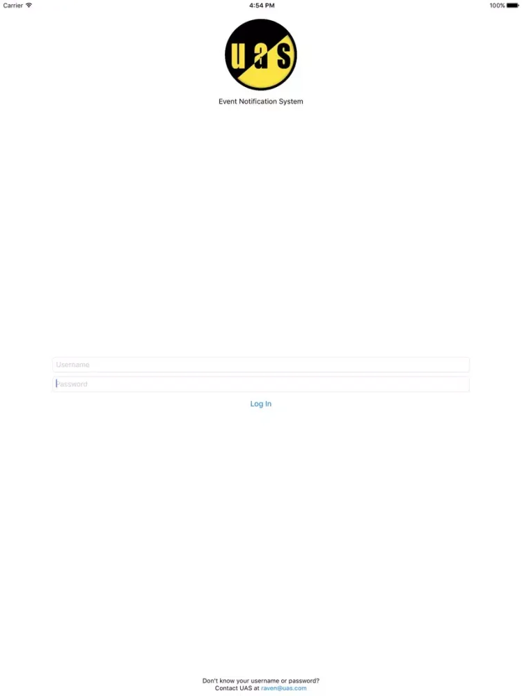 Capturas de tela do UAS-ENS iPad 