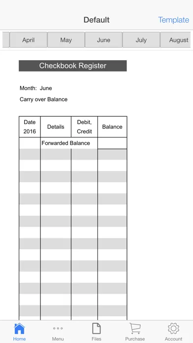 Monthly Check Register スクリーンショット