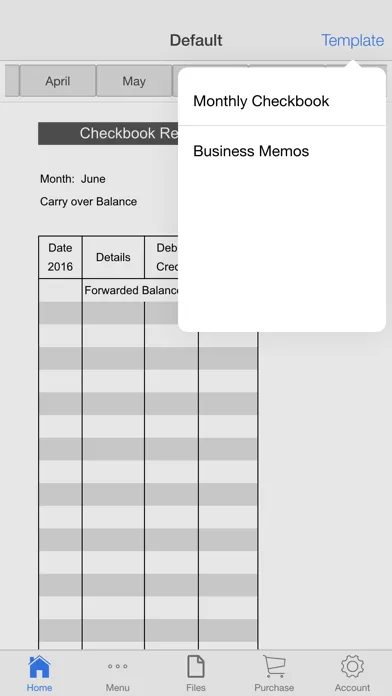 Monthly Check Register スクリーンショット