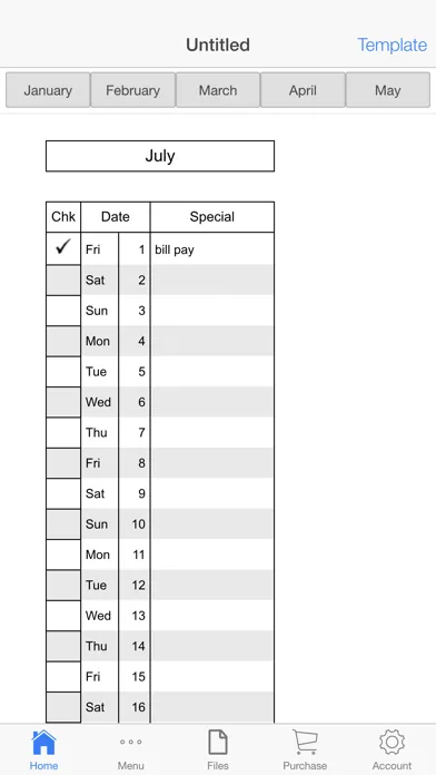 Monthly Check Register スクリーンショット