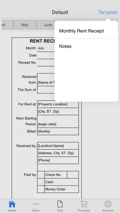 ภาพหน้าจอของ Monthly Rent Receipt
