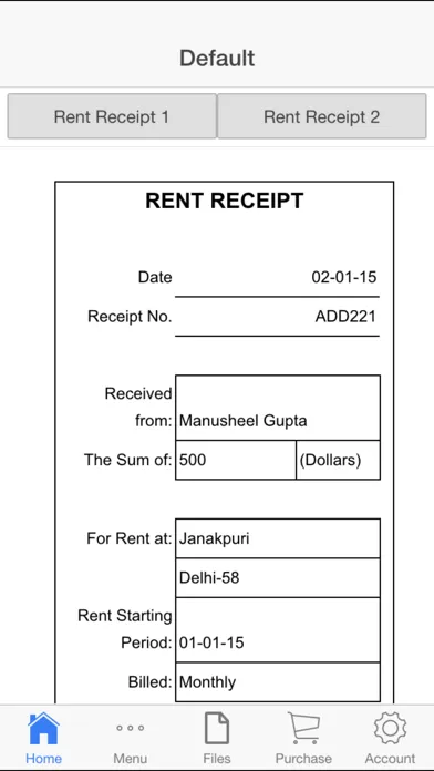 Rent Receipt スクリーンショット